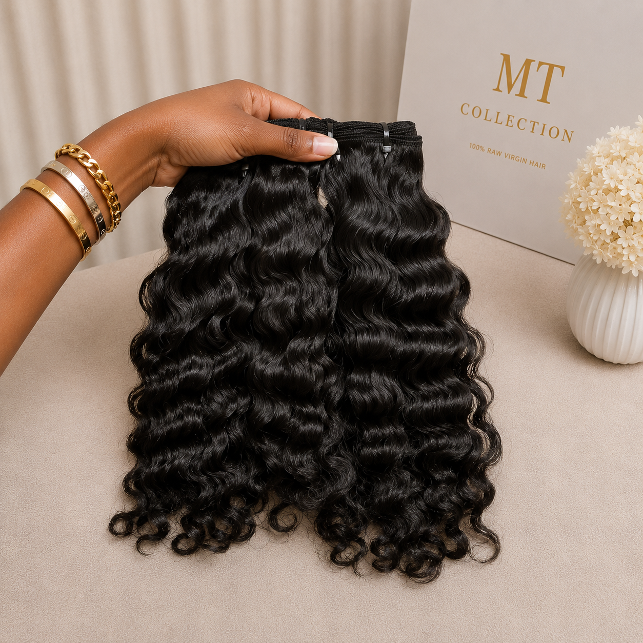 MT Burma Curly bundles. (Double Drawn)